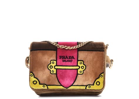 prada cahier belt bag logo print velvet cammello|Prada Velvet Bag .